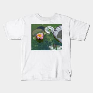 White and pink waterlily Kids T-Shirt